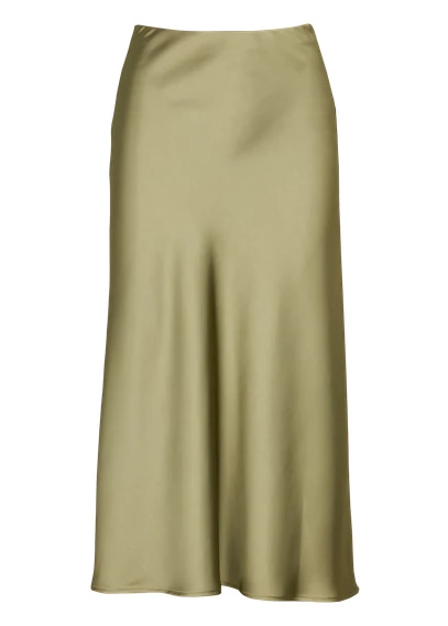 Jupe midi satinée | Kaki