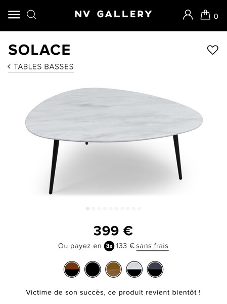 Table basse - Marbre blanc & métal noir - NV GALLERY - SOLACE - NV GALLERY