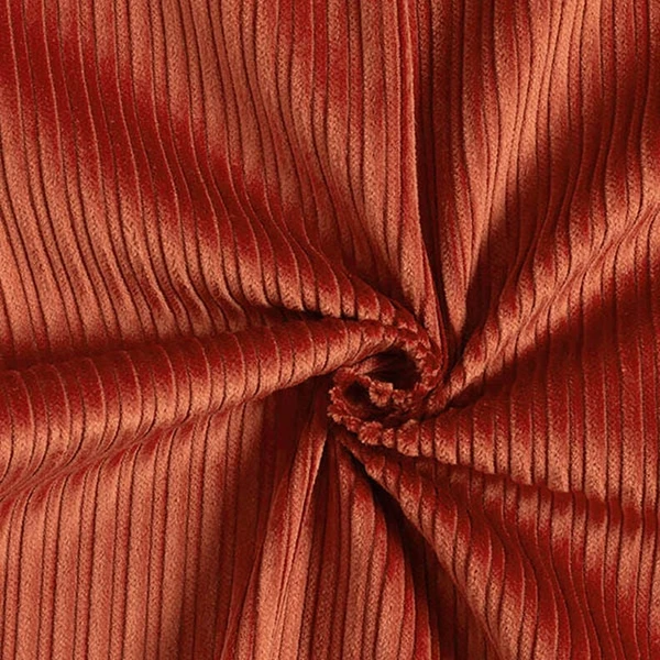 Velours fantaisie à côtes larges et étroites – terre cuite - Idéal pour Vêtements bébé