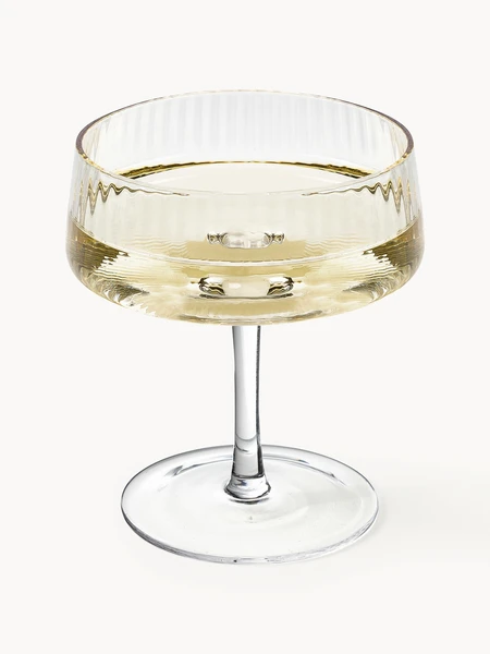 Coupes à champagne artisanales en verre strié Cami, 4 pièces