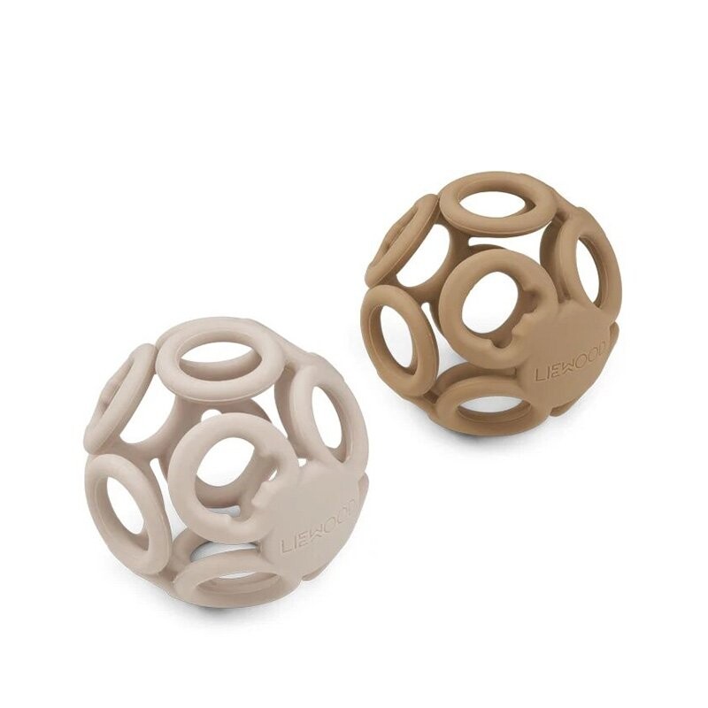2 balles en silicone | Avoine et sable - Liewood