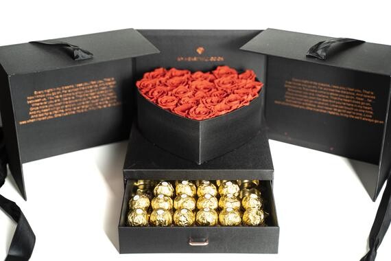 🎀❣️🌹💝✨Real Forever Rose Preserved rose in gift box heart Enchanted✨ 💋❣️🎀🌹💝