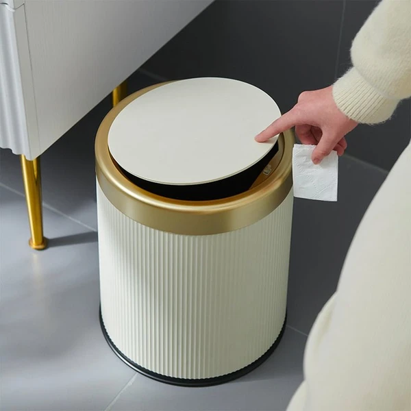 Poubelle de Salle de Bain Glint - Blanc & Doré