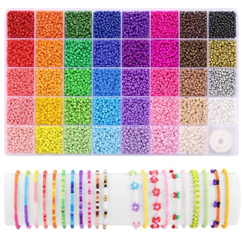 Funtopia 39 Couleurs 3mm Perles pour Bracelet, 9600 Pièces Perles de Rocaille, Friendship Bracelet Kit Perles pour Bijoux Adulte Enfant