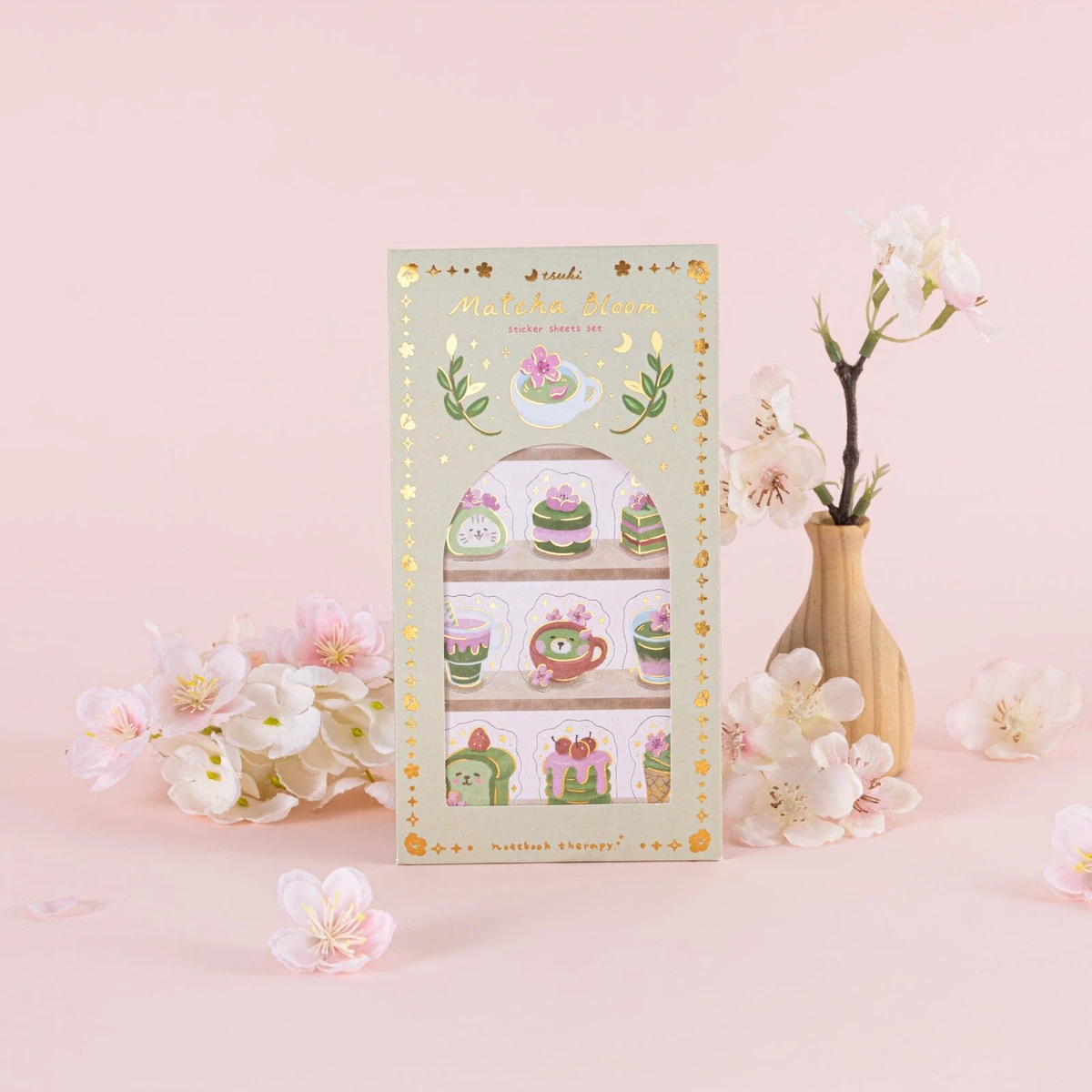 Tsuki ‘Matcha Bloom’ Sticker Set ☾ – NotebookTherapy