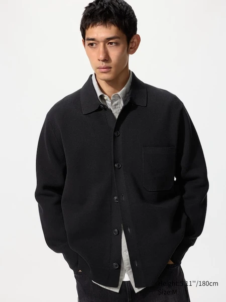 Cardigan en maille côtelée Milano (Col chemise) pour Homme | UNIQLO FR