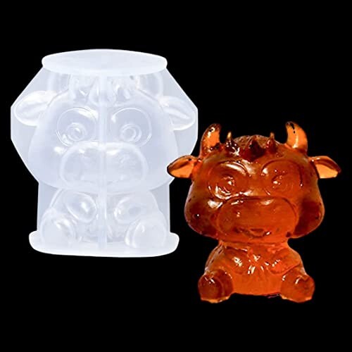 DeryArcle Moule Resine Animaux 3D Silicone Moulage Resine Vache Forme Moulle Epoxy pour Glaçons Bougies Bricolage Décoration de Maison Ornement de Sac (Moule Glaçons)