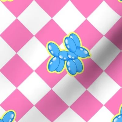 Clowncore Blue Balloon Animal Dogs - Fabric | Spoonflower