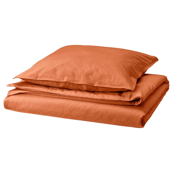ÄNGSLILJA Housse de couette et 1 taie - brun-rouge 150x200/65x65 cm