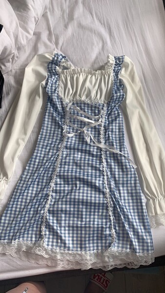 robe bleu à carreaux taille unique 
