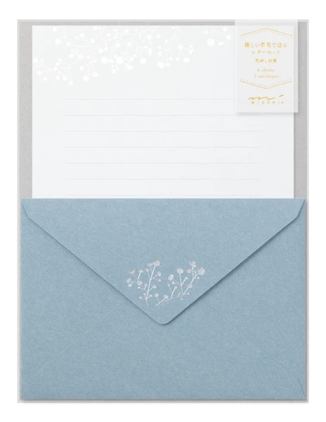 Lot de papier à lettre + enveloppes - Foil - Gypsophile - Midori