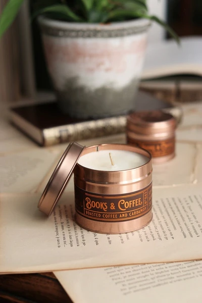 BOOKS & COFFEE Candle | Coffee, Cardamom, Soy Candle, Fall Candle, 100 ml | 250 ml | 9 oz | 4 oz