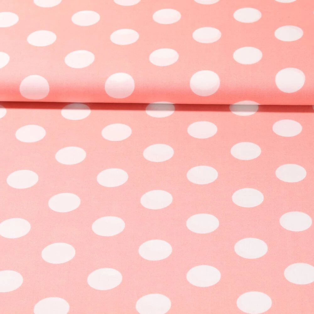 Popeline de viscose - Gros pois Rose