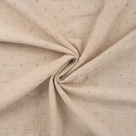Tissu double gaze imprimé pois lurex beige