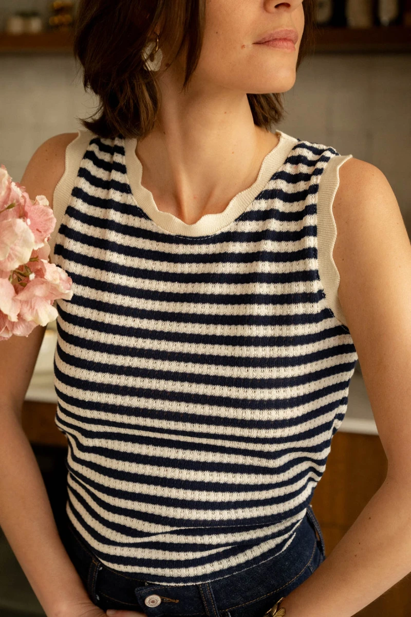 Top Marinière En Maille Fine - Marine - Boutique Libertie