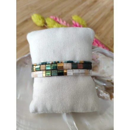 BRACELET CAMILLE x CLYDE - lot de 3 vert et doré - All u Need is Love