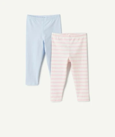 Lot de 2 leggings bébé fille rayé et uni