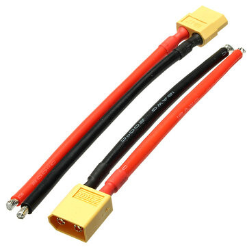 Amass XT60 Male Female Plug Connector 12AWG 10cm Power Cable RC Parts from Toys Hobbies and Robot on banggood.com