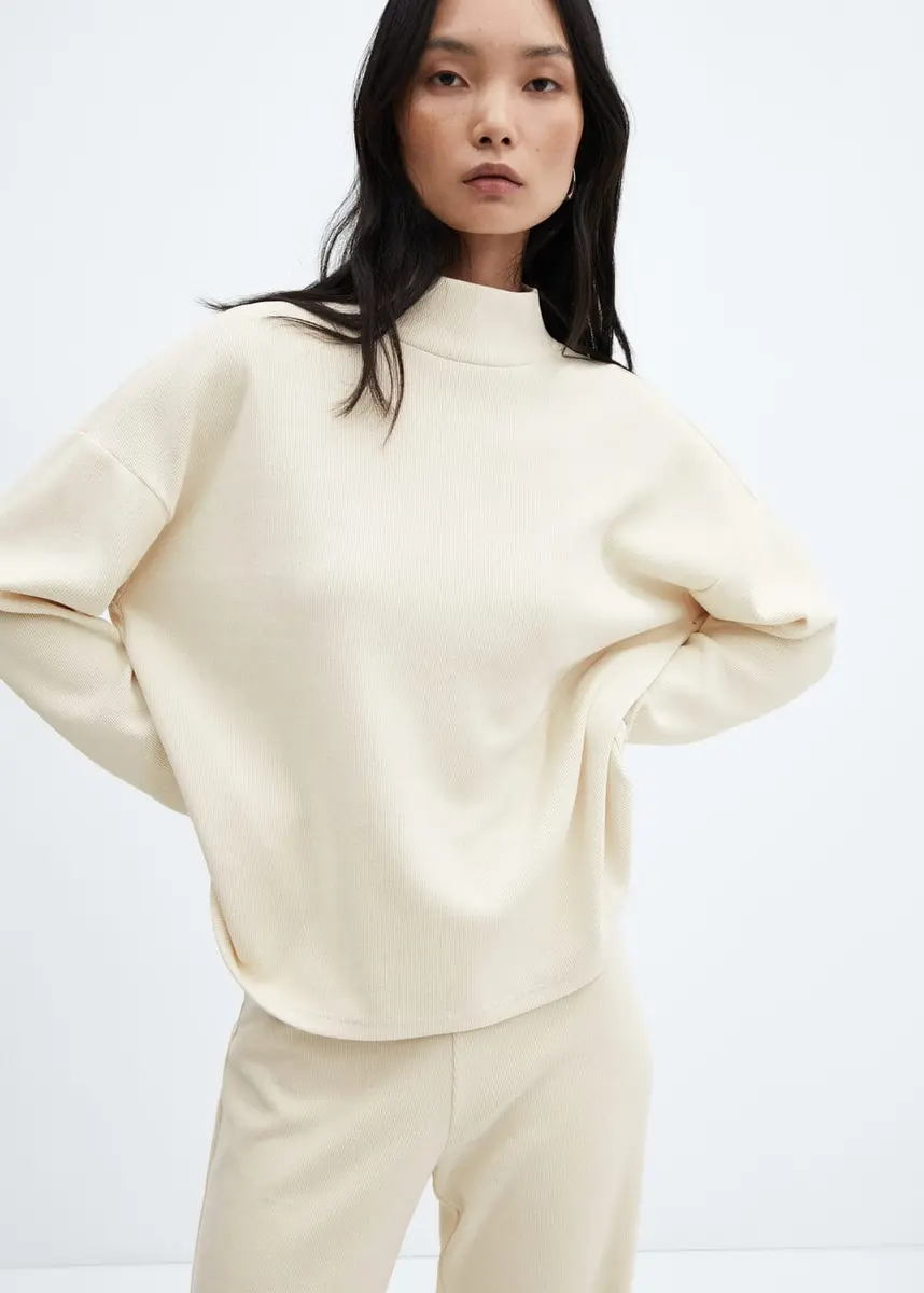 Sweat-shirt velours côtelé col montant - Femme | Mango France