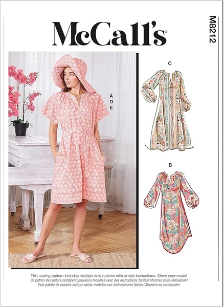 McCall's Patterns M8212Y Patron de couture pour robes, ceinture, chapeau et masque, Multicolore, Y (XS-S-M)