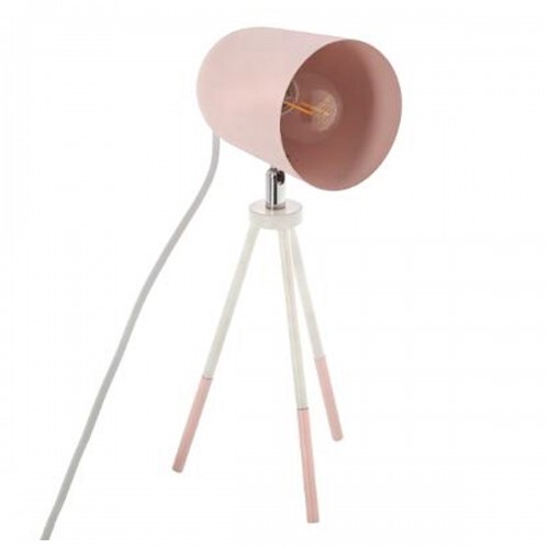 Lampe à poser rose et blanche avec trépied