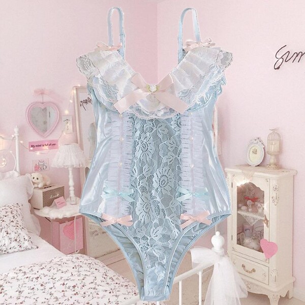 [Handmade Lingerie] Silver Blue Moonlight Bodysuit