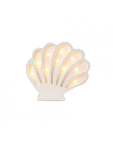 Lampe veilleuse en bois coquillage mini - pearl white