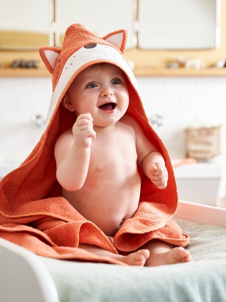 Coffret cape de bain + gant Renard terre cuite - Vertbaudet