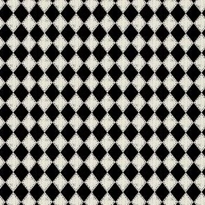 Mini Checkered Diamond Black and Ivory Fabric | Spoonflower