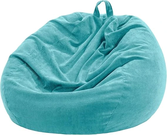 Nobildonna Housse de pouf de 0,9 m (sans remplissage) – Grande housse de pouf de rangement pour animaux en peluche lavable en velours côtelé de qualité supérieure pour adultes, enfants, cyan