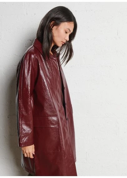 Veste longue oversize à col classique | Rose