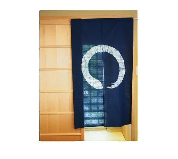 Kyoto Enso Noren Porte rideau Roketsu teint Batik Navy Made in Japan 85 x 150 cm