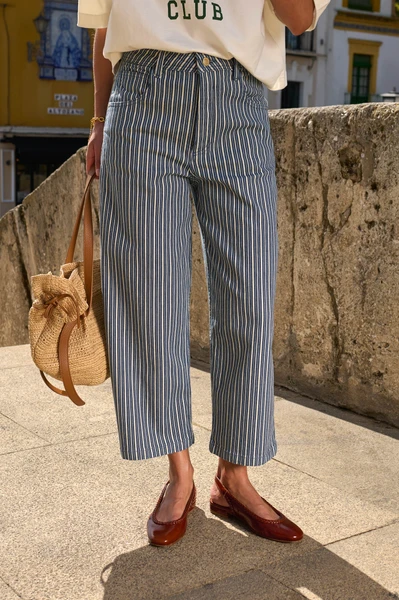 Jean Benji crop denim rayé