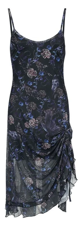 Purple Night Crows Mesh Midi Dress