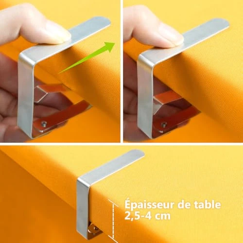 Blooven Pinces à Nappe 6 Pièces, Convient à Tables de 2,5 à 4 cm d'épaisseur, Acier Inoxydable Nappe Clips Anti-Glissant (Moyen x 6 Pièces)