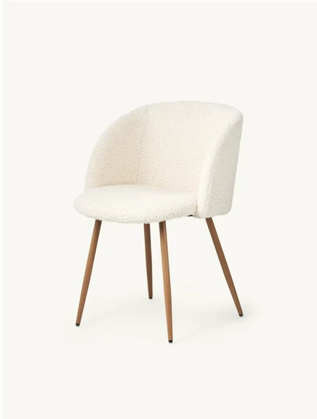 Fauteuil en tissu tout doux | Polyester/polyuréthane/acier. 54 x 47 x 81 cm. | Off White