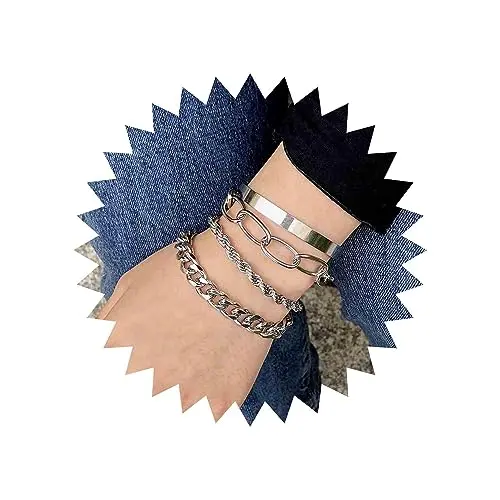 Wendalern Punk Cheville En Couches Trombone Lien Bracelet Twist Chaîne Bracelet Ensemble Multicouche Argent Cubain Lien Chaîne Bracelets Chunky Épais Manchette Bracelet Bracelets Bijoux pour Femmes