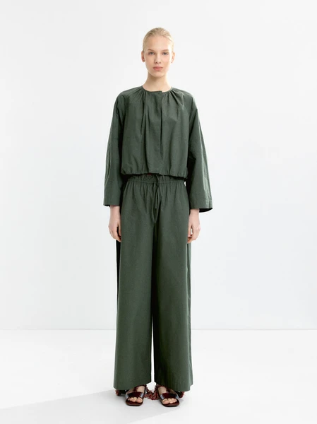 Veste 100 % coton avec fronces Vert | Parfois