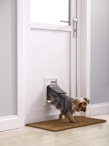 PetSafe Chatière pour Chat et Petit Chien, en Aluminium, Isolante et résistante, Panneau de Fermeture Inclus, Facile à Installer, Non Compatible avec Le Verre - S