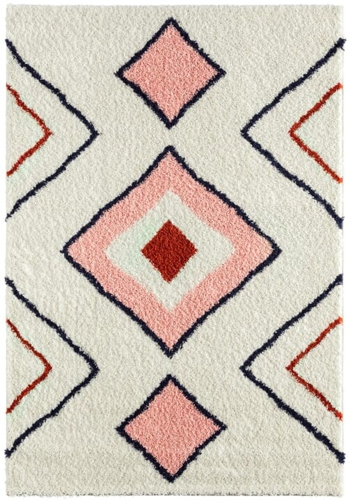 Tapis shaggy motifs berbère couleurs pastel 160x230 cm | Maisons du Monde