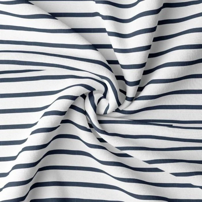 Tissu jersey marinière rayures blanc bleu - Coton Oeko-Tex