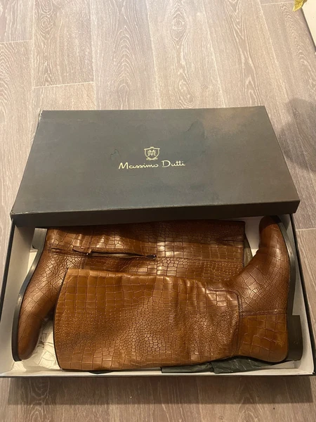Bottes en cuir croco marron t40 Massimo Dutti