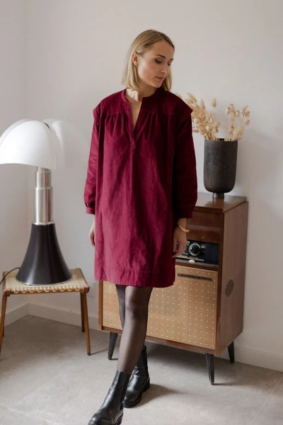 Joli Kit Couture - Robe Amy velours bordeaux