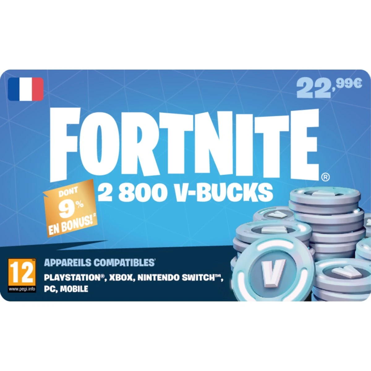 Fortnite Gift Card - 2 800 V-Bucks (crédit)