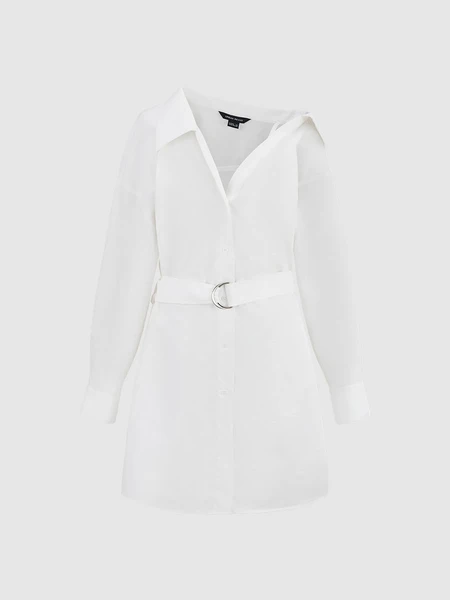 One Shoulder Straight Shirt Dress