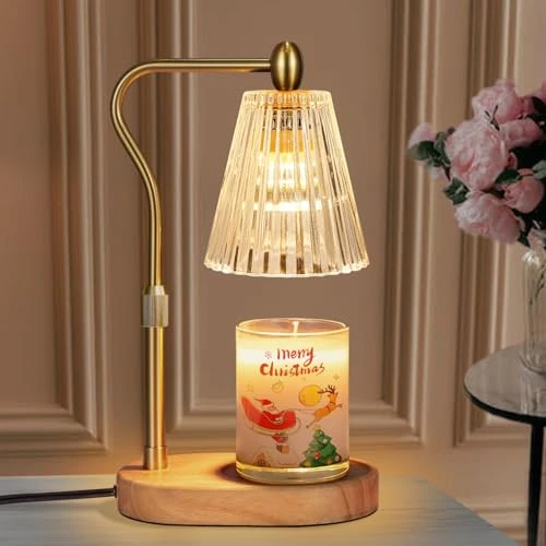 seenlast Lampe Chauffe-Bougie, Lampe Parfumée avec Minuterie et Variateur, Candle Warmer Lamp électrique, Chauffe-Bougie Vintage pour Bougies Parfumées en Verre, Maison, Chambre, Décoration (Or)