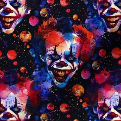 Scary Watercolor Clowns Fabric | Spoonflower