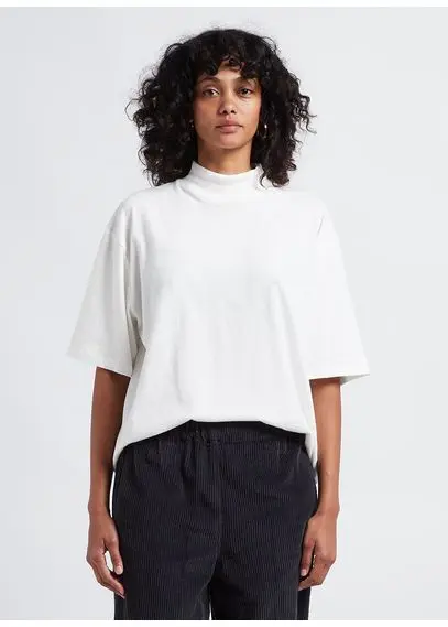 Pull col montant en coton mélangé | Blanc