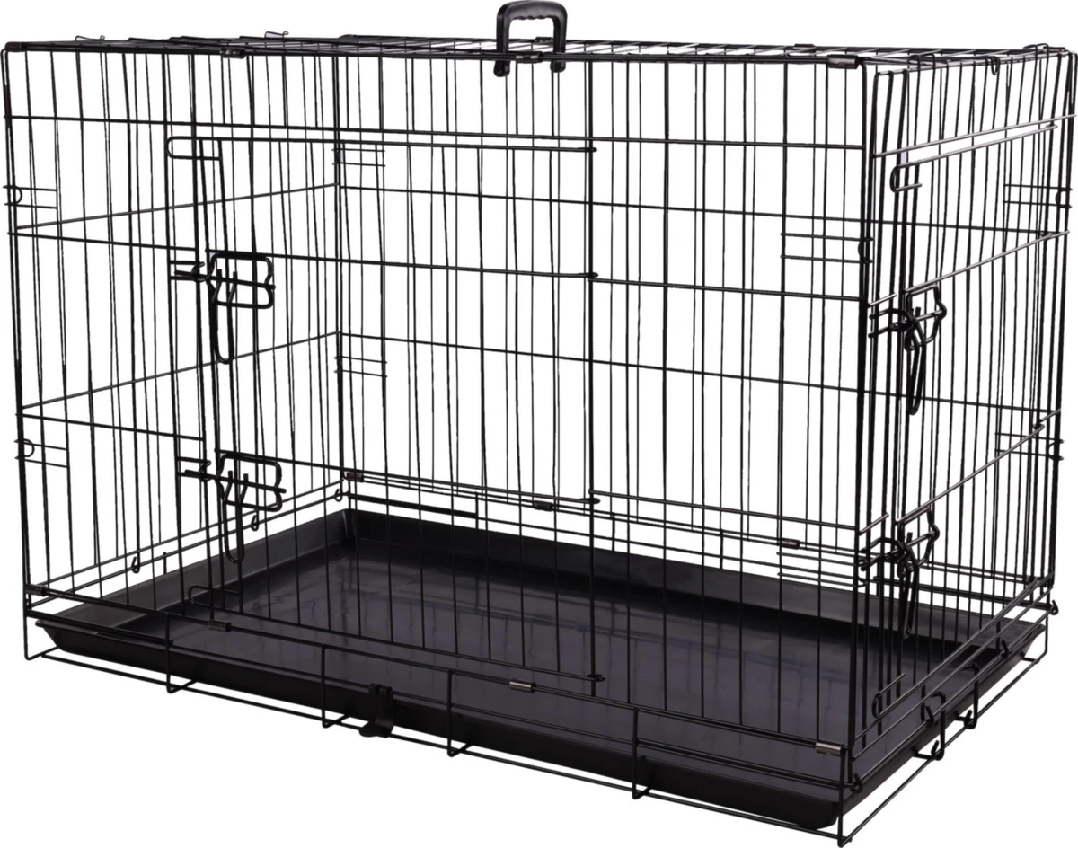 Habitat Chien - Flamingo Cage d'éducation métallique Mezo Noir Taille L - 56 x 92 x 64 cm