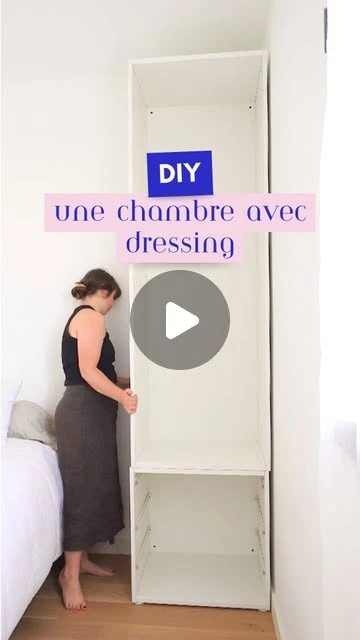 Chloé | DIY • Upcycling • Rénovation • Décoration 🌞 on Instagram: "DIY | Une nouvelle chambre avec dressing 👩‍🔧Cette chambre, elle est plutôt grande (12m²) mais elle est tellement mal organisée que je ne peux pas intégrer un vrai pan de mur avec que du rangement.Du coup j'ai imaginé un dressing de chaque côté du lit et au milieu une jolie tête de lit pour un esprit chambre d'hôtel ✨Dans ce premier épisode j'ai installé les penderies @ikeafrance, et c'est le modèle PLATSA. Si t'as besoin d'une réf, tout est en story à la une 👌J'ai trop hâte de vous partager le 2eme épisode, ça promet d'être canoooon 🤩"